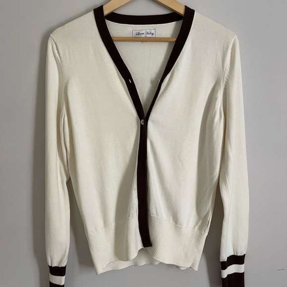 Cream & Brown Cardigan - Picture 1 of 4
